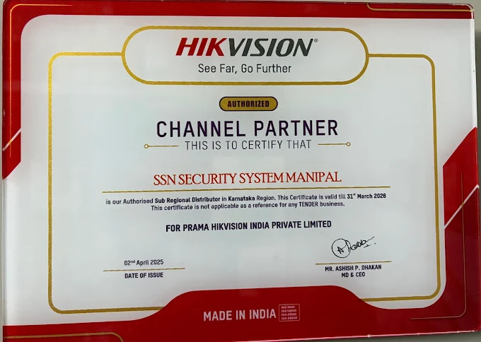 Hikvision channel partner certificate issued to SSN Security System, valid 2 April 2025 to 31 March 2026
